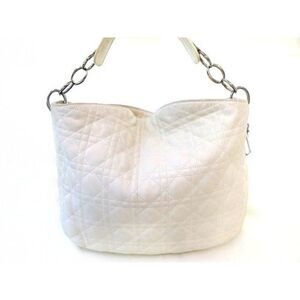 Christian Dior Canage Tote Bag White Leather Silver Hardware Bag